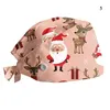 Cartoon Printing Cotton Christmas Nurse Cap Women Sweat-Absorbent Scrub Cap Dentist Hat Men Beauty Salon Care Caps Xmas Gifts