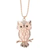 Opal Owl tröja kedja halsband mode trendiga kvinnor uttalande halsband charm ugglan hänge halsband lady flicka smycken tillbehör274k