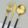 30pcs białe złoto sztućce LNife Deser Fork łyżka obiadowa stołowa stół stołowa ze stali nierdzewnej Silverware Silne oprogramowanie 201128245h