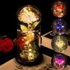 Night Lights LED Light Artificial Eternal Rose Beauty The Beast In Glass Gold Foil Flower Valentine's Day Gift Enchanted Fair3469
