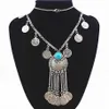 Bohemian Vintage Coin Long Pendant Collier Silver plaqué chaîne gitane Tribal Bijoux de bijoux et collier