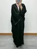 Ethnische Kleidung Frauen Eid Muslim Abaya Ramadan Jalabiya Langer Robe Fledermaushülle Strickjacke Abayas Lose bescheidene Dubai Kaftan Perlen Applikationen