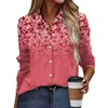 Women's T Shirts Shirt Blouse Floral Print Button Long Sleeve Casual Basic Collar Regular Top Fall Temperament Pattern