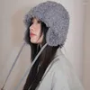 Bérets coréens en peluche tricot bomber chapeaux femmes automne et hiver imitation chaude lambage de la laine rétro de conception