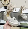 Designer Women Matelasse Platforma Espadriile Sandal Fashion Starboard Klin Wedge Sandal Grass Grube Heeli Buty Rozmiar 35-41