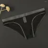 Underpants 1 pc Sexy Men's Low Rise Briefs Shorts Lingerie Roupa Interior Respirável Malha Ultra Fina Sheer Thong Homem Calcinha