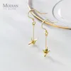 Moidan Fashion 925 Sterling Silver Cute Paper Crane Long Chain Drop earrings for women girl gold color earrings fine Jewelry 210612789