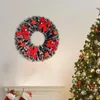 Flores decorativas Porta da frente pendurada Christmas Wreath Garland Red Box Decoration Natal para ervas daninhas da sala de estar da sala