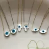 Marquis/Blue Round/Fish/Hamsa Blue Cat Eye Mop Shell مع 925 Sterling Silver Jewelry Pendan Chain Necklace 231222