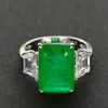 925 Sterling silver Big Green Emerald Zircon Wedding rings for women Top brand Girls Ladies Engagement party jewelry Whole274v