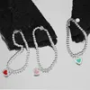 S925 prata esterlina amor coração designer pulseira pulseira jóias linda azul rosa corações 4mm contas tênis charme elegante pulseiras pulseiras para mulheres meninas
