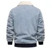 Aion Autumn Winter Bont Collar Jacket voor mannen Warm Dikke Fleece heren jeans en jas Casual Fashion Denim 231222