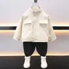Jackets Spring Boys Pu Leather Jacket Outerwear voor peuter babykleding ritssluiting jas kinderen outfits kinderen