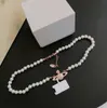 Pendant Necklaces Fashion Brand Designer Letter Viviene Chokers Women Jewelry Metal Pearl Necklace Cjeweler Westwood for Woman Chain Motion 2SY5