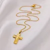 Anhänger Halsketten Jesus kreuzen goldene Farbdämpfer Halskette für Frauen Edelstahl Halshalshalshahn Alltag Trend Schmuck Geschenk