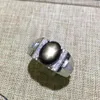 Cluster Rings Natural Black Star Sapphire With 925 Silver Custom Size Gemstone For Men Big Stone224o