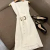 Vestidos de trabalho outono 2023 vestido branco traje de temperamento avançado tanque irregular blazer casaco de duas peças para mulheres roupas mulheres