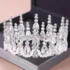 Fashion Silver Tiara och Crowns Crystal Queen Princess Diadem Bridal Round Crown Hair Jewelry for Wedding Women Hair Accessories T233A