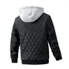 Chaquetas para hombres otoño invierno ropa ¡chaqueta a cuadros de diamante delgada gorra extraíble capas de algodón de algodón de moda ropa de bolsillo con cremallera