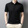 Męski Polos Man Summer Biała różowa koszula polo plus krótki rękaw Top Bottton Button Casual Office Wear Mens Sportswear xxxl