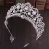 Hair Clips Red Crystal Tiaras Vintage Rhinestone Pageant Crowns With Comb Baroque Wedding Jewelry Accessories NA