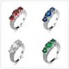 Imitation de trois anneaux en pierre Mosang Diamond Emerald Zircon Ring Bijoux