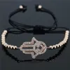 Charm Armbänder Ganz anil Arjandas Armband Mosaik CZ Kristall Seitsteg Hamsa Runde Kugel Messing Perlen Flechten Makrame BRACEL292H