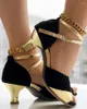 Sandals Colorblock pour femmes Peep Toe Crisscross Latin Dance talons chaussures