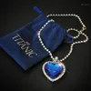 Titanic Heart of the Ocean Halsketten für Frauen blau romantische Anhänger Halskette WTIH Velvet Bag Ganzes Drop12659