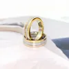 Lyxdesigner smycken män ringar tre färger inlay full diamantring titan stål 18k guld tjej par gåva kvinnor män ringar f216o