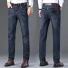 Jeans maschili alla moda gambe dritte elastic slim fit pantaloni a colori solidi business gentiluomo blu casual blu 28-40