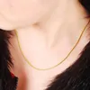 Colares de pendentes 1 2mm 24k Correntes de cor de ouro puro Chain Chain Chain For Men Mulheres Jóias de Casamento de Luxo High Quality1313k
