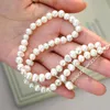 Ashiqi Natural Freshwater Pearl Chokers Necklace 925 Sterling Silver Jewelry For Women Gift Fashion 231222