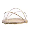 Dinnerware Sets Bamboo Dustproof Basket Woven Pastoral Style Container Tent Storage Holder Fruit Tray Picnic Handmade