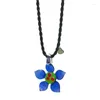 Charms glazen ketting vijf bloemblaadjes bloem hanger nekchain bohemian stijl