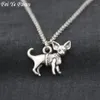 Colares de pingentes de cor prata antiga chihuahua cachorro colar de aço inoxidável colar boho animal chocker acessórios de moda judele282h