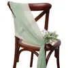 24 PCS 17x275cm Sage Green Chiffon Stoel Sashes 12 Set Sash Wedding Covers Ribbon Party Aisle 231222