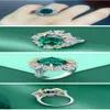 Nature 6CT Emerald Diamond Ring 100% Real 925 Sterling Silber Schmuck Verlobungs Ehering Ringe für Frauen Braut Geschenk258o