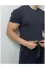 Herren T-Shirts Sommer Männer dünne gestrickte schlanke fit elastische Kurzarm O Hals T-Shirt modische farbige gerippte Muskel-T-Shirt Männlich