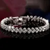 Autriche de luxe Bracelets de tennis en cristal brillant authentique 925 Charmes en argent sterling zircon bling diamond bangle romain lien Bangle281Q