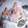 Peacock Ring Koi Ring 925 Sade Gümüş Phoenix Ring Hook Açık iğne iplik eseri