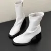 Stivali moderni caviglia 2023 autunno inverno inverno puntato tacchi da donna scarpe da donna con stivaletti versatili di qualità occidentale