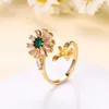 Anello rotatore di girasole regolabile con diamante semplice e versatile popolare anello di compressione