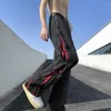 Erkekler Kot Side Fermuper Slit Micro-Flare Orijinal High Street American Pantolonlar Üst düzey İnce Moda Retro Trend Ins