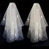 Bling Two-Layer Bridal Short Wedding Veil Shiny Sequined Glitter White Champagne Bridal Mesh Veil Metal Comb Elbow Längd X0726295J