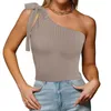 T-shirts pour femmes Summer One épaule Entraîneur Bow Solid Shirt Off the Slim Tops