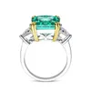Clusterringe Wunsch 925 Sterling Silber 10 10 mm Emerald High Carbon Diamant für Frauen funkelnde Hochzeit fein Schmuck Großhandel