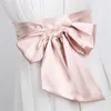 Bälten 1pcs damer Solid Color Silk Scarf Belt Women's All-Match Decoration Long Ribbon Bowknot Midjeband GIRGEN