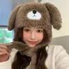 Berets Fluffy Cartoon Plush Hat Cute Long Ears Thickened Winter Beanie All-match Ear Protection Warm