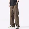 Pantaloni maschili pantaloni a tasche a più tasche uomini sciolti da uomo retrò a gamba larga con multi per streetwear traspirante